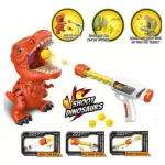 Dinosaurio Con Pistola De Lanza Dardo Pelota Juego Al Blanco Color Naranja
