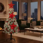 Arbol Navidad Tronador Slim Nevado 1,20mt + Kit Decoracion