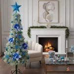 Arbol De Navidad Decorado Slim Nevado 1,50m + Kit Decoracion