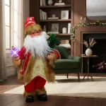 Papa Noel 35cm Muñeco Navideño Decoracion Con Luz Y Sonido Color Rojo