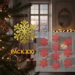 Adorno Colgante Copo De Nieve Decoración Arbol Navidad X10u