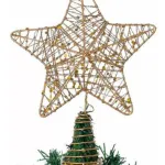 Estrella Puntal Dorado Alambre 22cm Para Arbol De Navidad 