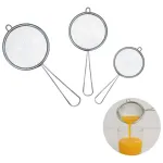 Set Colador X3 Malla Fina Alambre Metálico Mango Metal