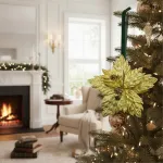 Flor 25cm Oro Arbol De Navidad Adornos X4u Decoración