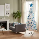 Arbol Navidad Tronador Slim Blanco 1,80mt + Kit 41 Deco Azul
