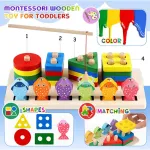 Juego Pesca + 4 Torres Encastre Madera Didactico Iman Peces Color Multicolor Tienda Cracovia Juguete 2 En 1