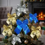 Adorno Colgante Navidad Moño 9cm Para Decoración Navideño X4