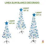Arbol Navidad Tronador Slim Blanco 1,50mt + Kit 31 Deco Azul