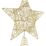Estrella Puntal Dorado Alambre 22cm Para Arbol De Navidad 