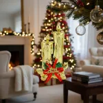 Adorno Navidad Colgante Navideño Con Velas Y Moño 17cm