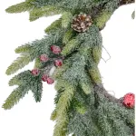 Corona Navideña Nevada Decorada Adornos Navidad 60cm Color Verde