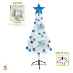Arbol Navidad Tronador Slim Blanco 1,20mt + Kit 24 Deco Azul