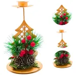Candelabro Porta Velas Metalicos Decorativos Navidad 15cm Color Dorado