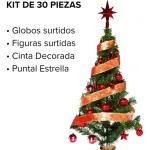 Arbol De Navidad 80cm Con Adornos 30 Piezas Rojo