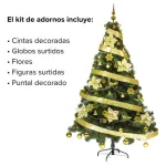 Arbol Navidad Tronador De Lujo 1,80mts + Kit 60 Oro Deco