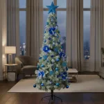 Arbol De Navidad Decorado Slim Nevado 1,80m + Kit Decoracion