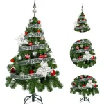 Arbolito Navidad Tronador Lujo 1,20m Kit 30 Deco Rojo Plata