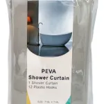 Cortina De Baño Ducha Peva 1,80cm Ganchos Plástico