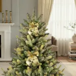 Adorno Colgante Navidad Moño 9cm Para Decoración Navideño X4