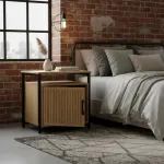 Mesa De Luz Noche Chica Mesita Moderna Mdf Hierro 54cm