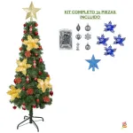 Arbol De Navidad Decorado Slim Verde 1,50mt + Kit Decoracion