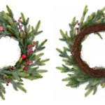 Corona Navideña Nevada Decorada Adornos Navidad 60cm Color Verde