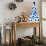 Arbol De Navidad Blanco 80cm Con Adornos 30 Piezas Azul