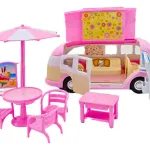Camion De Dulces Y Helados Con Accesorios Para Muñecas Color Rosa