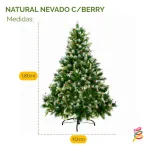 Arbol De Navidad Pino Natural Nevado Con Berry 1.80mts