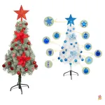 Arbol Navidad Tronador Slim Nevado 1,20mt + Kit Decoracion