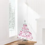 Arbol De Navidad Blanco Tronador Lujo 1,20mts Decorado Rosa