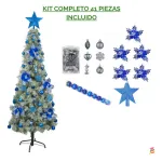 Arbol De Navidad Decorado Slim Nevado 1,80m + Kit Decoracion