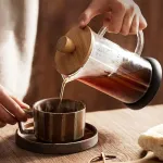 Cafetera De Embolo 600ml Prensa Francesa De Vidrio Y Madera