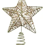 Estrella Puntal Dorado Alambre 22cm Para Arbol De Navidad 