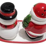 Juego De Salero Y Porta Escarbadientes Ceramica Navideño