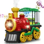 Tren Vintage Eléctrico Juguete Con Luz Sonido Y Efecto Humo Color Rojo