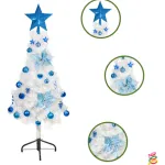 Arbol Navidad Tronador Slim Blanco 1,20mt + Kit 24 Deco Azul