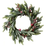 Corona Navideña Nevada Decorada Adornos Navidad 60cm Color Verde