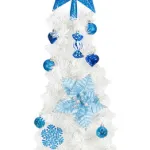 Arbol Navidad Tronador Slim Blanco 1,50mt + Kit 31 Deco Azul