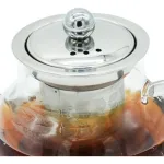 Tetera Vidrio Infusor Filtro Tapa Acero 450ml Té Hebras