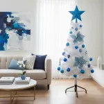 Arbol Navidad Tronador Slim Blanco 1,20mt + Kit 24 Deco Azul