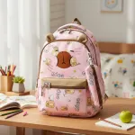 Mochila Escolar + Cartuchera Capibara Infantil Para Niños/as