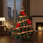 Arbol Navidad Montañes Deluxe 1.50mts Con Adornos Rojo Deco