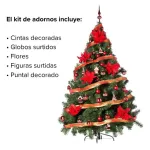 Árbol De Navidad Montañes Deluxe 1.80mts Decorado Rojo