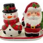 Juego De Salero Y Porta Escarbadientes Ceramica Navideño