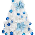 Arbol Navidad Tronador Slim Blanco 1,20mt + Kit 24 Deco Azul