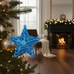 Adorno Navideño Estrella Colgante X4 Decoración Para Arbol