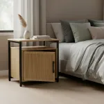 Mesa De Luz Noche Chica Mesita Moderna Mdf Hierro 54cm