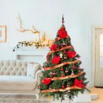 Árbol De Navidad Montañes Deluxe 1.80mts Decorado Rojo