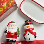 Juego De Salero Y Porta Escarbadientes Ceramica Navideño